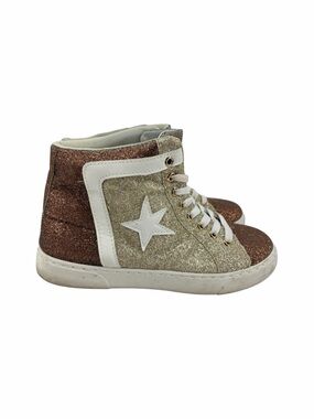 Kids Glitter High-Top Sneakers - Gold & Copper Size 8